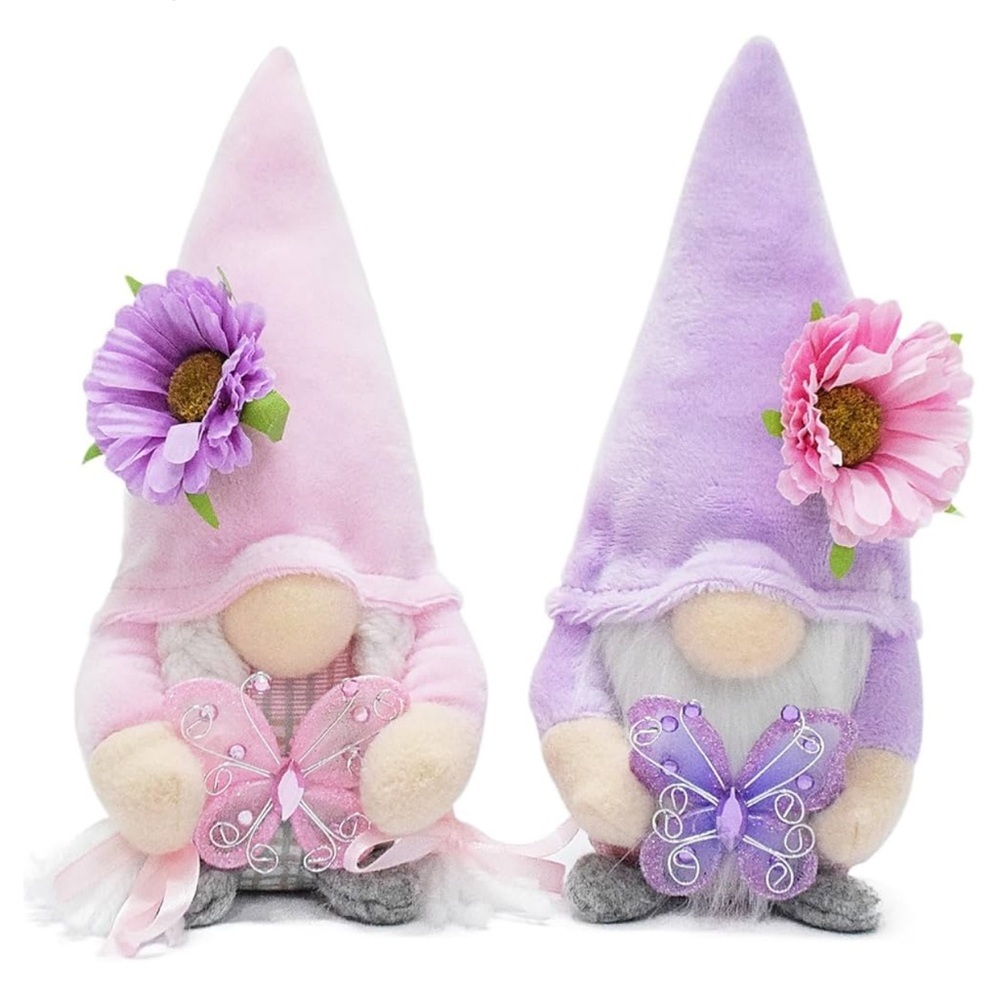Set of 2 Summer Butterfly Gnomes Plush Spring